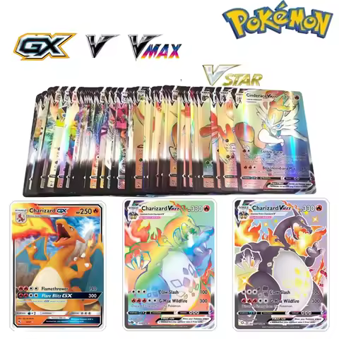 100Pcs Pokemon Cards V GX VMAX TAG TEAM V GX Rayquaza/Gengar/Leafeon/Blaziken/-VMAX Collection Cards