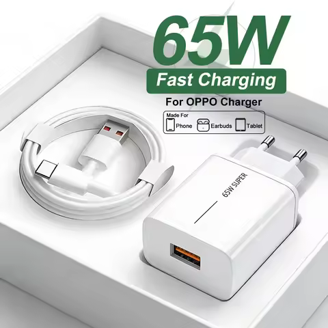 65W SuperVOOC USB Charger For OPPO Find X9 X8 Pro K13 Reno 12 Realme 15 OnePlus 13 13R Nord 5 Type C