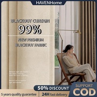 5/6/7/8/9ft 100% Langsir Blackout Curtains For Window/Door Home Decoration Thermal insulation 1pcs/2