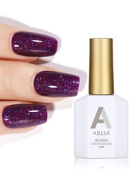 AILLSA 15ml/1pc Purple Glitter Gel Nail Polish Soak Off UV/LED Gel Nail Polish, Suitable for Beginne