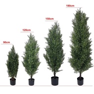 Plastic Cross-Border Decoration Potted Plant Hotel Artificial Cypress Potted Plant Home Detachable S