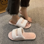 Furry Slippers Women Outer Wear 2023 New Style Autumn Winter Furry Slippers All-Match Flat Comfortab