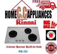 RINNAI  RB-3Si 3 Inner Burner Built-In Hob | Stainless Steel Top Plate | FREE DELIVERY |