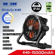 Neobee พัดลมแคมป์ปิ้งกันน้ำ IP44 รุ่นX45 ชาร์จไฟได้ 30000mAh กลางแจ้งตกปลา USB TypeC Output