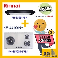 FUJIOH X RINNAI COMBO [FH-GS5030SVSS Fujioh S/S Cooker Hob GS5030 5530 5030SVSS &amp; RH-S329-PBR Rinnai Slim Hood]