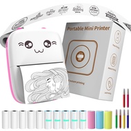 Mini Pocket Sticker Printer 13 Rolls Paper, Bluetooth Wireless Mini Thermal Printer for Phone IOS An