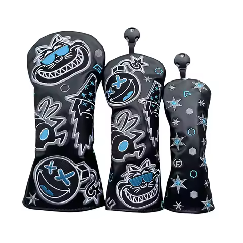 Golf Club Headcovers Wizard Cat Design Cut Driver Fairway Hybrid Cover Waterproof Protector Set Soft