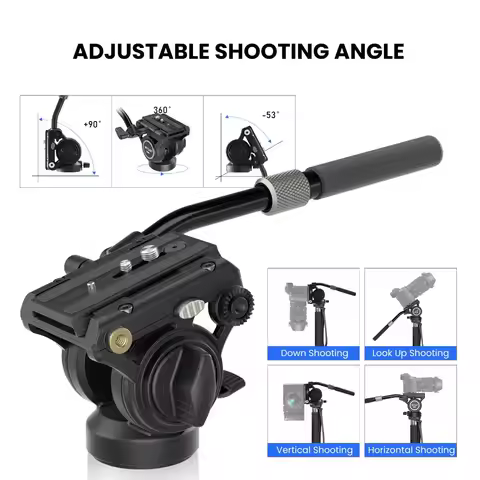 WEYLLAN GM6 Professional Fluid Head Video Tripod Head 360° Panorama Fluid Hydraulic Head Max Load 8k