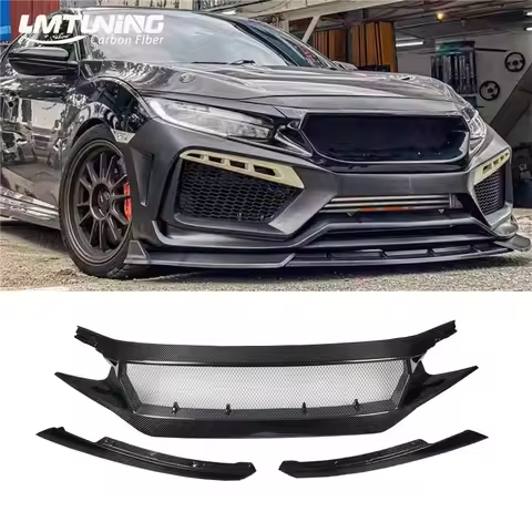 For 10th Civic FK7 FK8 TYPE-R Fiberglass Front Bumper Grille Racing Car Accessories FC JS N1 Style A