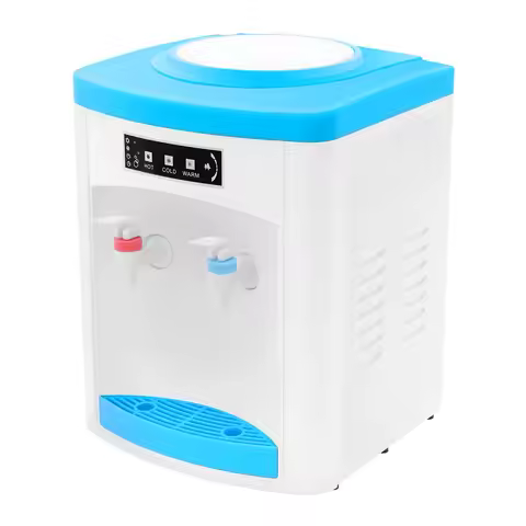 White Blue Top Loading 3 Temperatures Water Dispenser Hot Cold Normal Water Cooler 550W 110V US Plug