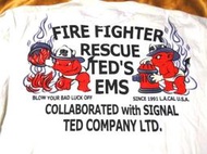 【帥哥王】blue way專櫃日本進口TEDMAN 招福噴火鬼 救火英雄 白色短袖T恤40號M原2480只要1488元