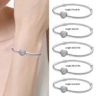 2021 925Sterling Silver Color Heart-Shaped Bracelet&amp;Bangle Suitable For Original 3mm Charms&amp;Beads Ladies Fashion Jewelry Gifts