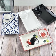 Ceramic Plate Square Orchid There Is A Dipping Sauce Compartment Size 5.75 x 9.8 Inches. Available I