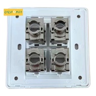 4 Sockets CAT6A RJ45 Faceplate LAN Network Outlet Jack Shielded Ethernet Wall Panel Board 86x86mm Ne