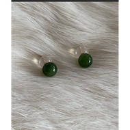 🇸🇬Genuine AU750(18K) yellow gold with natural jade earrings