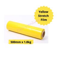YELLOW COLOUR STRETCH FILM WRAPPING FILM 500MM X 1.8KG