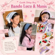 Bando Anak Perempuan Lucu Korea | Bando Rambut Anak Cute Motif Bunga & Pita | Aksesoris Rambut Girls