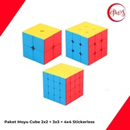 (GET 3 PCS) Moyu Meilong Cube Puzzle Package contains 3 Moyu Meilong 2x2 + 3x3 + 4x4 Stickerless ORI