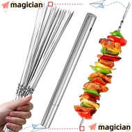 MAGICIAN 20pcs Metal BBQ Skewers Barbecue Long Reusable BBQ Sticks