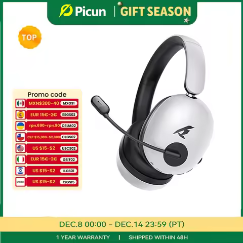 Picun UG-10A Gaming Wireless Headphone with Mic Over-Ear Headset 56dB Bluetooth 6.0 40mm Driver 2.4G