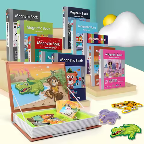Kids Magnetic Puzzle Book 3d Cartoon 2 - 6 Years Old Kindergarten Advanced Games Puzzles Montessori 