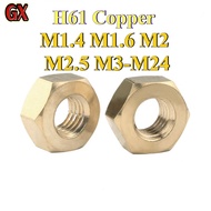 H61 Brass Hex Nuts Set - M1.4, M1.6, M2, M2.5, M3 to M24 Sizes | Durable Copper Alloy Nuts for Mecha