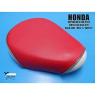 SINGLE SEAT RED & WHITE with GREY TRIM Fit For HONDA SUPERCUB C50 C65 C70 C90 C100 C102 // Rim