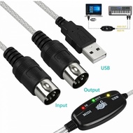 USB IN-OUT MIDI Cable Converter PC เป็น Music Keyboard Adapter Cord
