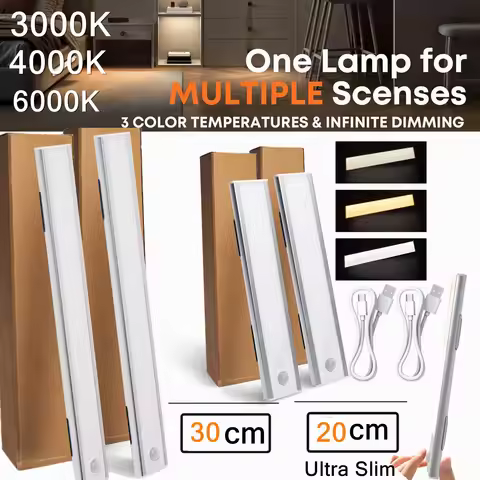 2/4/8/10X Dimmable Cabinet Light USB Rechargeable Motion Sensor Led Three Colors Lamp For Kitchen Wa