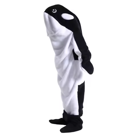 Animals Pajamas Cosplay Grey Killer Whale Sleeping Bag Costume Halloween for Kid Black Killer Whale 