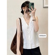 Genuine Linen Ruffle Collar Shirt 0906AX