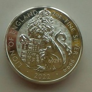 2022英國古王朝獅王銀幣二盎司，獅王銀幣，英國銀幣，收藏錢幣，錢幣，紀念幣，銀幣，幣~2022年英國古王朝獅王銀幣(全新二盎司，英國古王朝神獸銀幣第一枚)