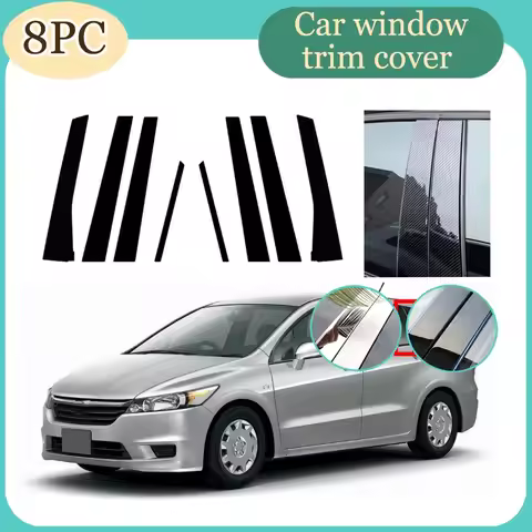 Fit For Honda Stream RN6/7/8/9 2007 2008 2009 2010 2011 2012 2013 2014 6pcsGlossy Black Pillar Posts