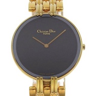 【日本直送】Christian Dior 迪奧 BAKER 手錶 D47-154-4 鍍金x不鏽鋼 金色 石英 指針式顯示 黑色錶盤 【二手】