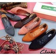 Newest 2025 Clarks Elegant Women Dresses Hidden-Heel Wedges Shoes Kasut Sarung Clarks Wanita Cantik 