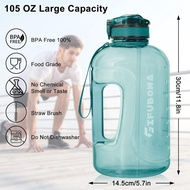 GIFUBOWA 3l Large Water Bottle with Straw and Time Marker 0.8 Gallon/105oz Huge Sport Big Drinking G
