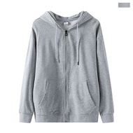 Custom Mens Zipper Hoodie เสื้อกันหนาว Workwear ปักโลโก้สีทึบหลวมเสื้อโฆษณา