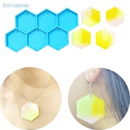 AUTU 6-cavity Hexagon Shape Earring Silicone Mold Geometry Pendant Keychain Mold Hexagon Shape Penda