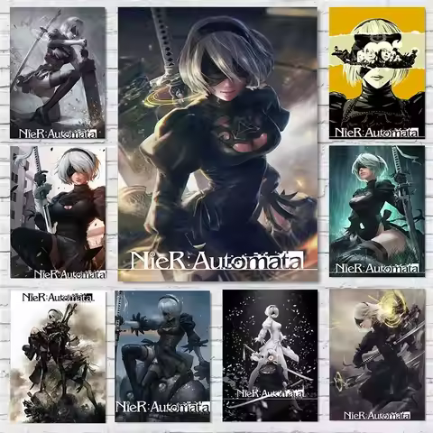 Japanese Classic Anime Style Games NieR Automata Posters 2B Prints Canvas Painting Wall Art Pictures