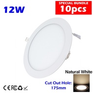 KND 10pcs 12W LED Slim Panel Downlight Natural White Warm White without LED Driver cut out size175mm