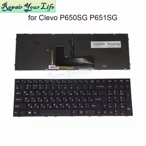 US Russian English Backlit Keyboard For Clevo P650 P650SG P651SG P650SE P651SE P655SE Keyboard 6-80-