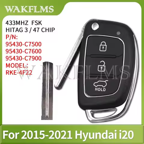 RKE-4F22 For Hyundai i20 2015-2021 Remote Car Key Fob 433MHz PCF7938 47Chip 95430-C7600 95430-C7500 