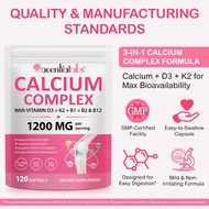 Acentiallabs calcium complex แคลเซียม 1200mg แคปซูลนุ่ม ผสม วิตามิน D3 5000IU K2 B12 คอลลาเจน ดูแลกร