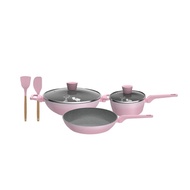 Shogun Ray of Hope Non Stick 7-pcs Cookware Set (28cm Wok + 28cm Frypan + 18cm Saucepan + Silicon Tu