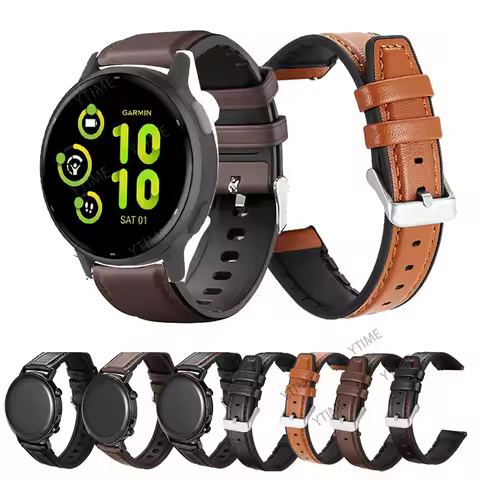 20mm Silicone Leather Strap For Garmin Forerunner 165 168 245 645 Music 158 55 Sport Watchband For G