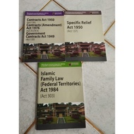3PCS UNIVERSITI MALAYSIA ILBS-SPECIFIC RELIEF ACT 1950/CONTRACT ACT / ISLAMIC FAMILY LAW, year 2015&