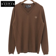 Raf Simons x FRED PERRY男士V領細針織上衣，棕色，SSブラウン（近全新）[二手]