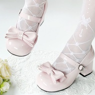 Little Tits Middle Heel lolita lolita Shoes Small Leather Shoes Round Toe lo Shoes Cute lolita Shoes