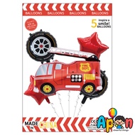 Fire Truck Balloon Package / foil Balloon Set Birthday Balloon