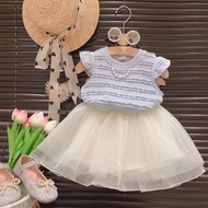 GC7 Children's and baby girl's tutu dress and skirt set with pearl ruffle motif